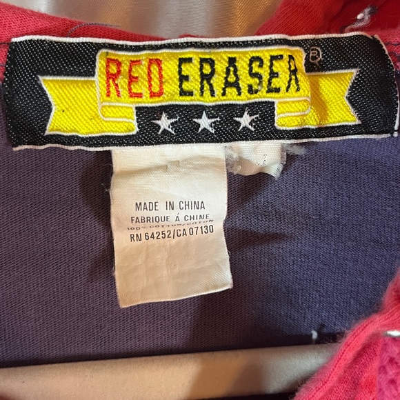 VINTAGE Red Eraser World Champs Football Hoodie Size M - Picture 7 of 7